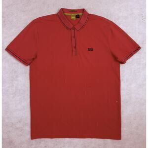 Hugo Boss Polo Shirt Mens Large Red Slim Fit Moisture Manager Golf